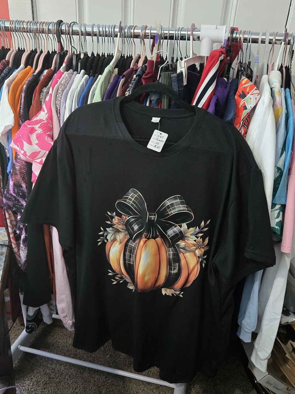 Black Pumpkin Bow Graphic Tee